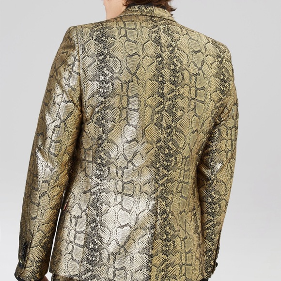 TWISTED TAILOR SKINNY SUIT IN GOLD SNAKE PRINT - Picture 8 of 10